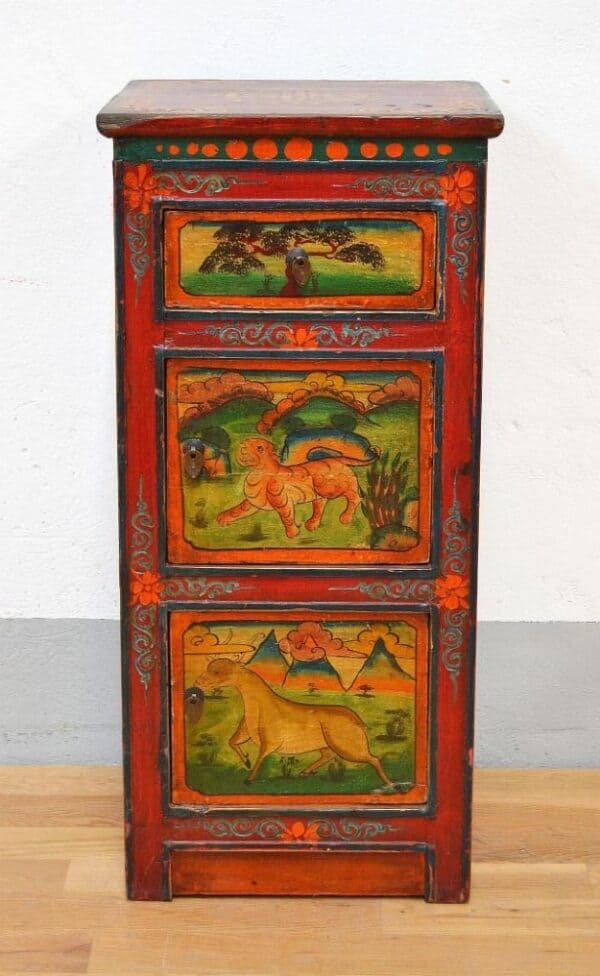Antico-mobiletto-tibetano-da-preghiera-Monastico-decorato