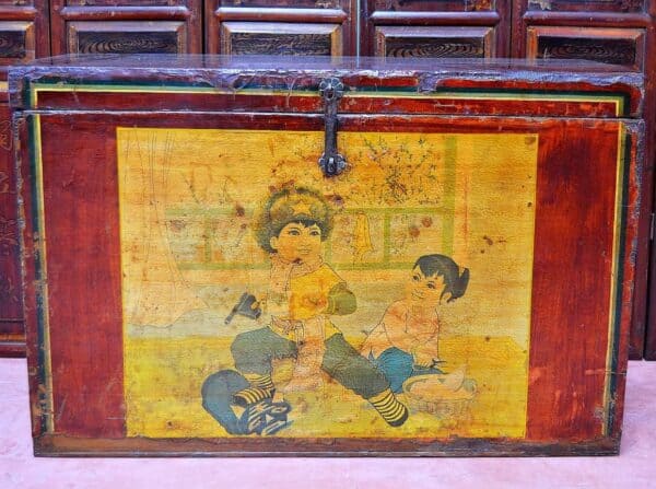 antico-baule-cinese-1930-rivoluzione-culturale-bambini