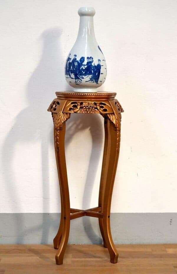 Portavaso Cinese in legno e marmo