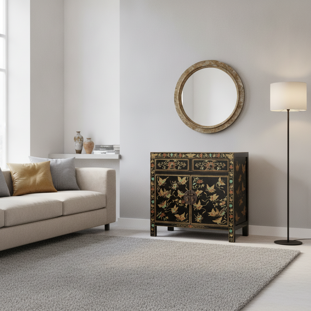 Credenza-cinese-in-stile-Qing-laccata-nera-decori-oro-farfalle-edited_4