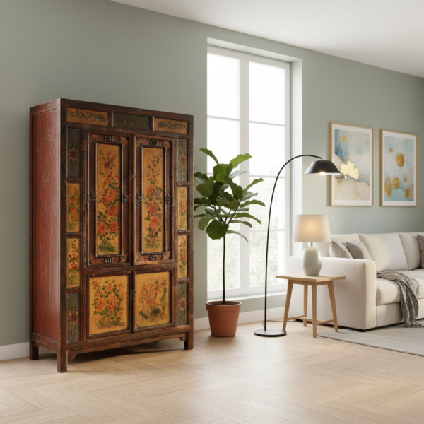 armadio-cinese-antico-finemente-dipinto-mongolia
